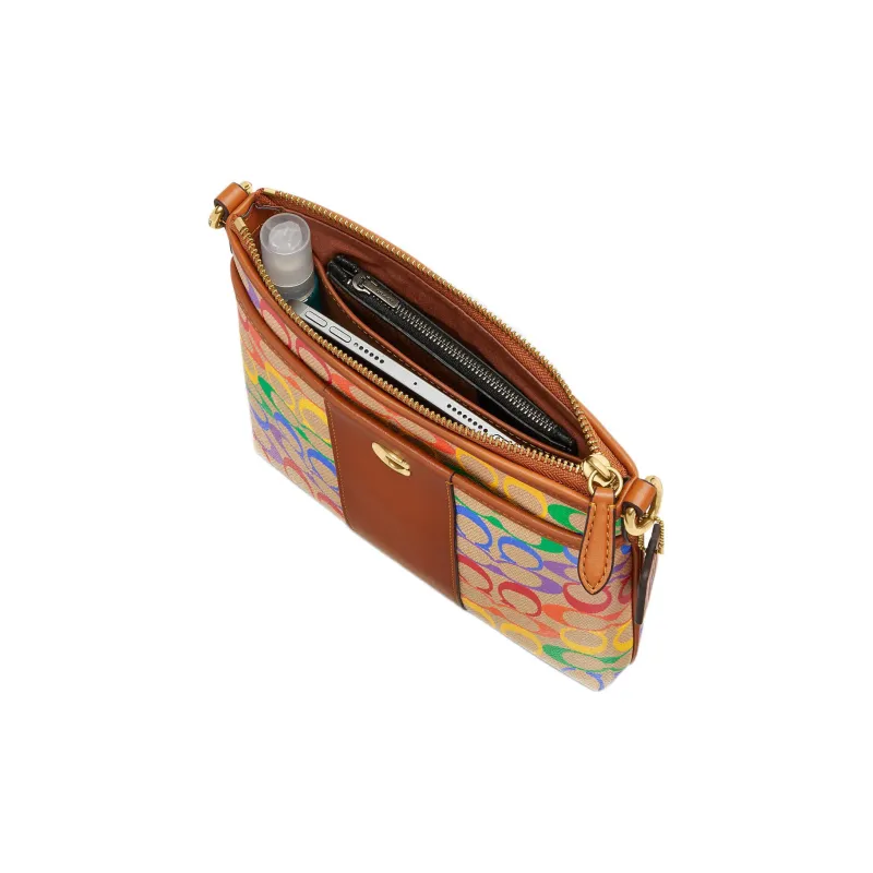 COACH Kitt Canvas With Leather Messenger Bag Shoulder Bag Crossbody Bag Women's Brown & Rainbow-2
