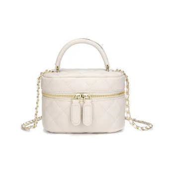 SURELAPTOP Polyurethane Box Bag Crossbody One Shoulder Handbag Small Size Women's Ecru/Pink/Black/Silver