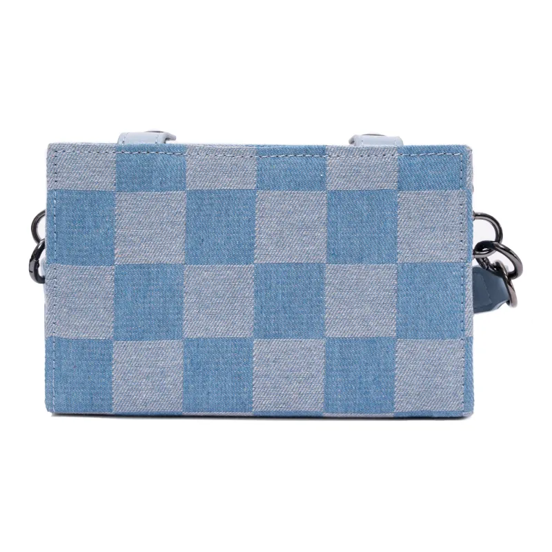 KILLWINNER Denim Shoulder Bag Crossbody Bag Small Size Unisex Dark Blue Light Blue-17