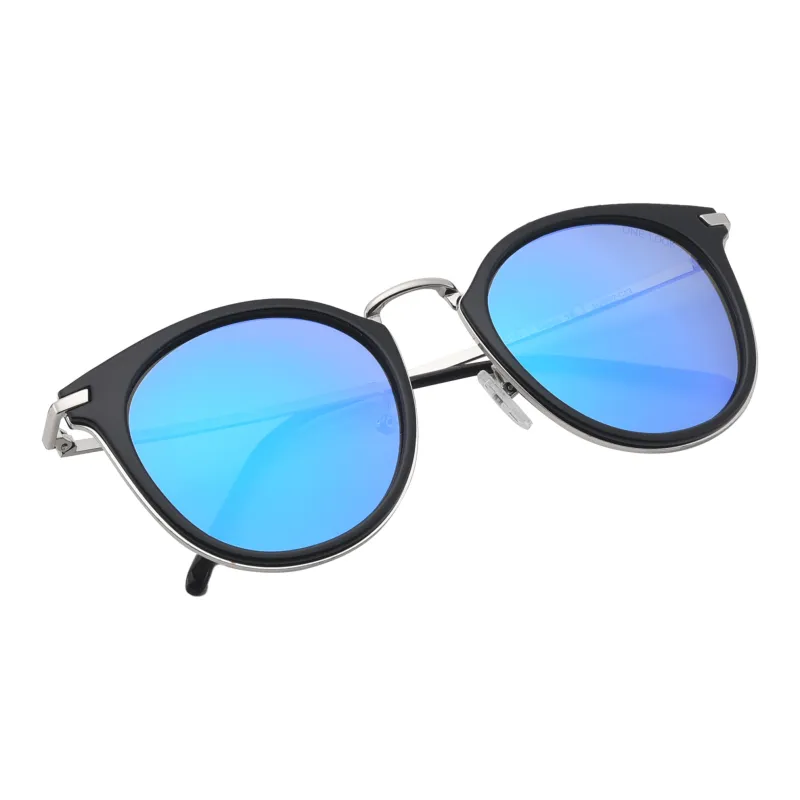 Sijue Alloy Round Sunglasses Unisex Pink Frame/Black Frame-3