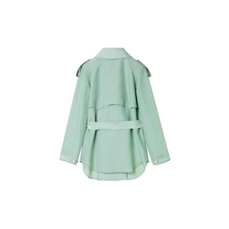 OVV Trench Coats Women's Gray Green Solid Color 06-1