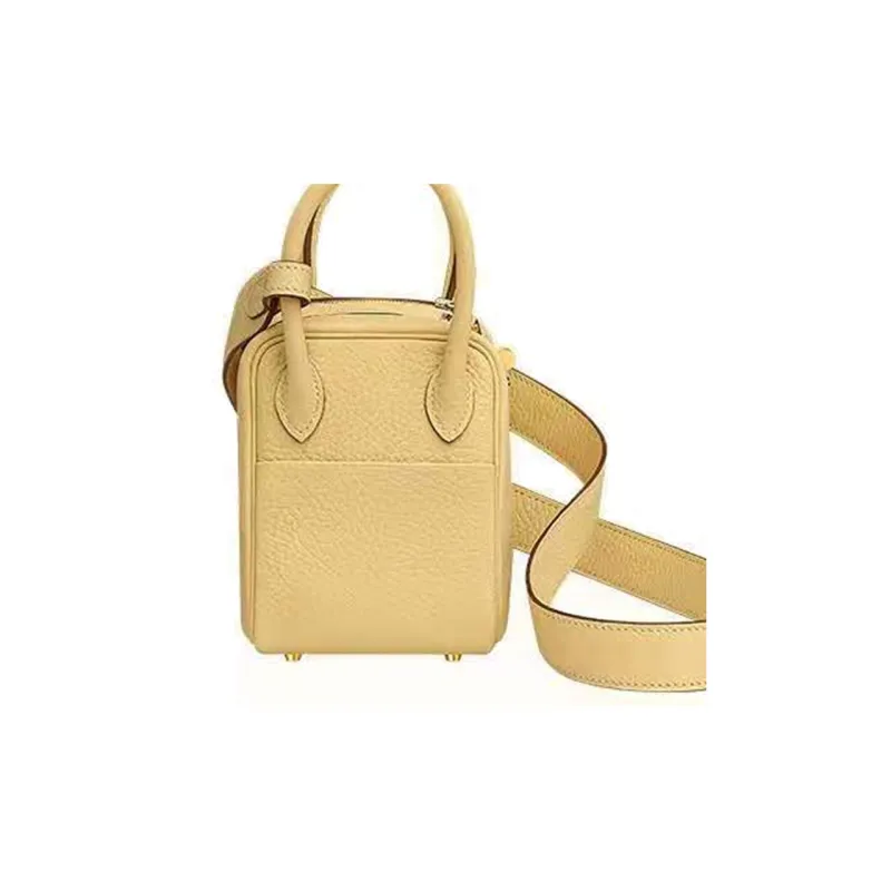 HERMES Lindy Clemence Bullock Leather Handbags Shoulder Bag Crossbody Bag Mini Women's Chick Yellow-3