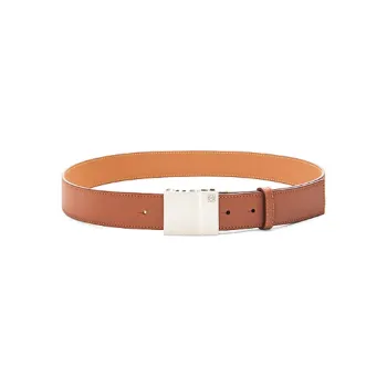 LOEWE With English Logo Hook Leather Belts Men's Brown Width 3.5cm