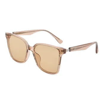 Sijue TR/Memory Plastic Alloy Square Sunglasses Unisex Black Frame/Tea Brown Frame