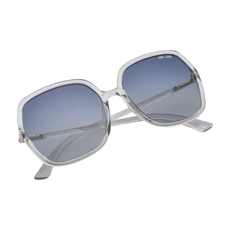 Sijue TR/Memory Plastic Irregular Shape Sunglasses Unisex Black Frame With Transparent Outline-6