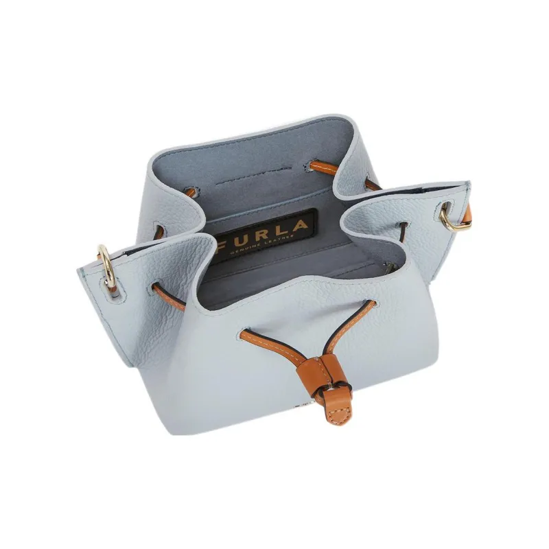 Furla Gioia Grained Calfskin Bucket Bags Shoulder Bag Crossbody Bag Mini Women's Sky Blue-3
