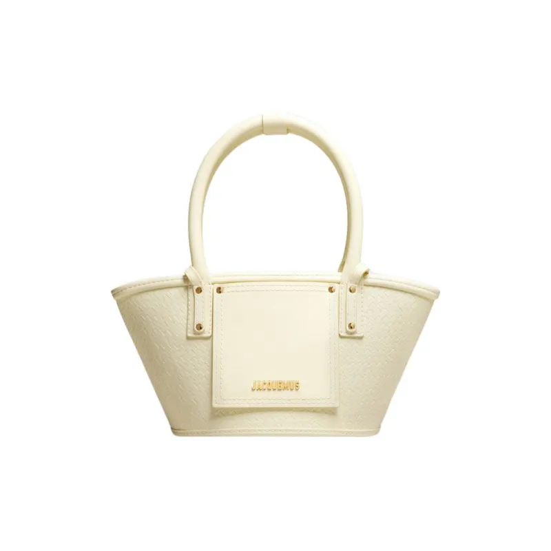 Jacquemus Calfskin Tote Bag Shopping Bag Tote Handbag Crossbody Bag Women's Beige-2