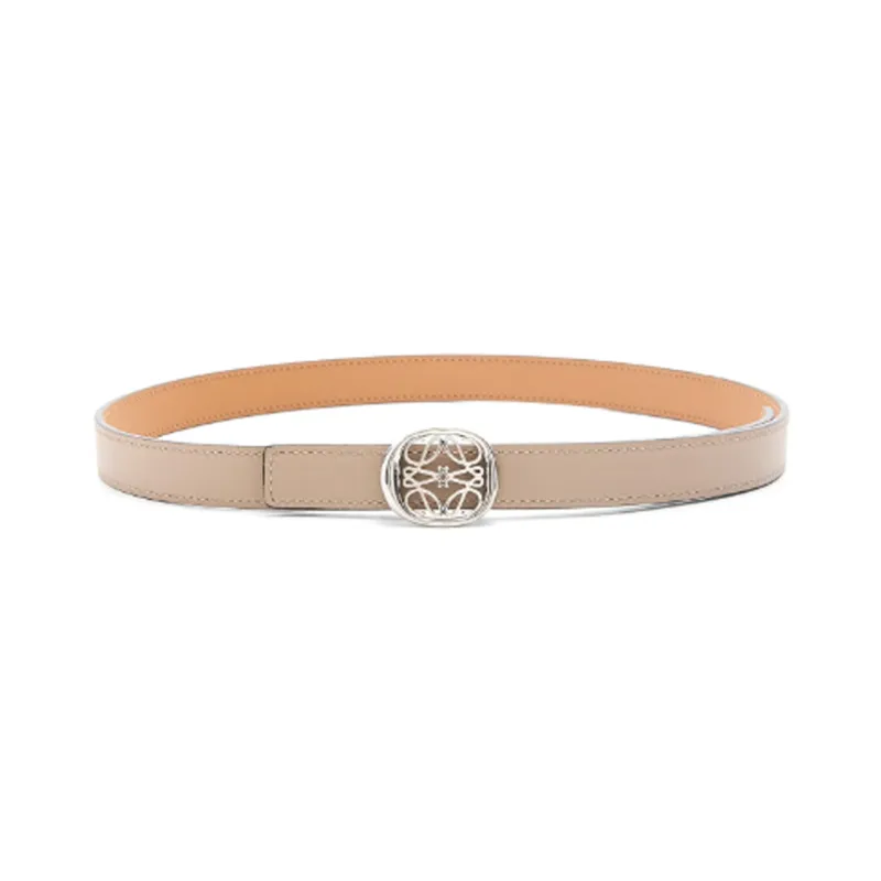 LOEWE Five Hole Adjustable Double Sided Belt Pin Buckle Leather Belts Women's Khaki/Orange Width  2cm-0