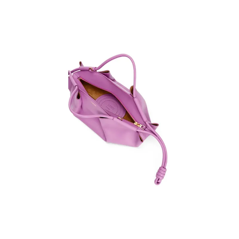 LOEWE Shiny Nappa Cow Leather Dumpling Bag Shoulder Bag Crossbody Bag Handbag Small Size Women's Purple-6