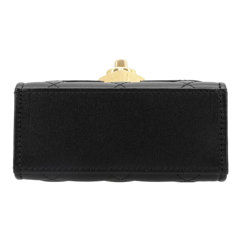 CHANEL Lambskin One Shoulder Handheld Crossbody Bag Women's Black-3