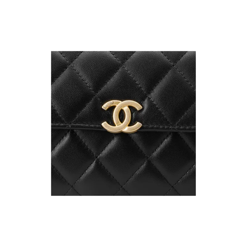 CHANEL Gold Metal With Lambskin Kelly Bag, Shoulder Bag, Crossbody Handbag Tubas Women's Black-4