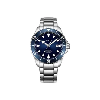 Fiyta Automatic Mechanical Movement Stainless Steel Strap Watch Men's Watches Blue Dial
