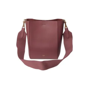 CELINE Sangle Cow Leather Portable Crossbody Bag Shoulder Bag Women's Red Brown