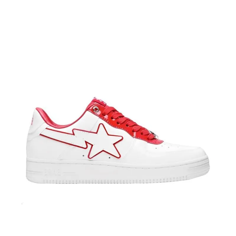 A BATHING APE STA Stylish Skateboarding Shoes Women's White Red-1