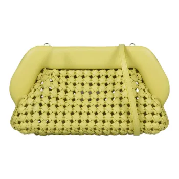 THEMOIRE Bios Nappa Leather Clutch Regular Women's Kiwi Yellow