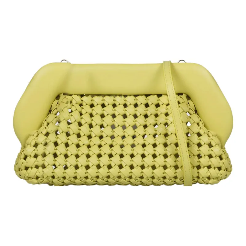 THEMOIRE Bios Nappa Leather Clutch Regular Women's Kiwi Yellow-0