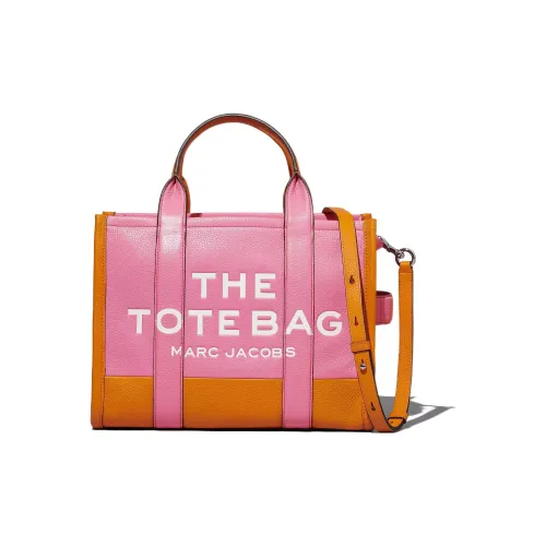 MARC JACOBS Full Grain Leather Tote Bag Shopping Bag Shoulder Bag Crossbody Bag Handbag Medium Size Unisex Pink/Orange
