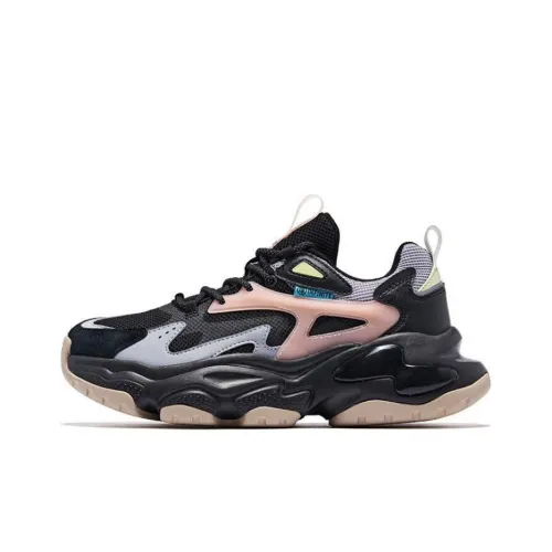 QIAODAN No Phase Wear-Resistant Breathable Slip-Resistant Low-Top Sports Casual Shoes Women's Black Pink Purple