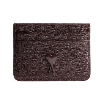 AMIPARIS Cow Leather Business Card Holder Card Case Men's Brown