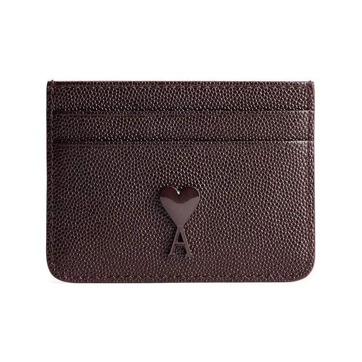 AMIPARIS Cow Leather Business Card Holder Card Case Men's Brown-0