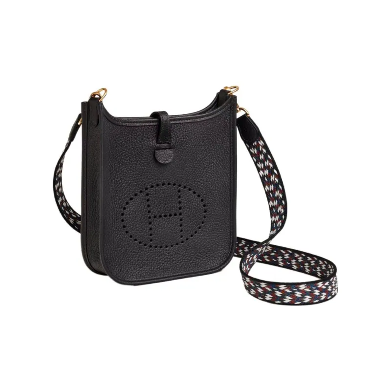 HERMES Evelyne Clemence Bullock Leather Crossbody Bag, Shoulder Bag Women's Black-1
