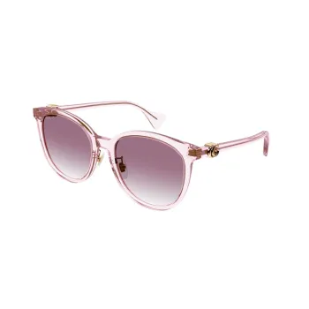 GUCCI Plate Frame Oval Sunglasses Women's Pink