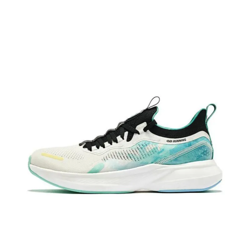 QIAODAN Popular 12Plus Anti Slip Wear Resistant Low Top Running Shoes Men's White Green-0