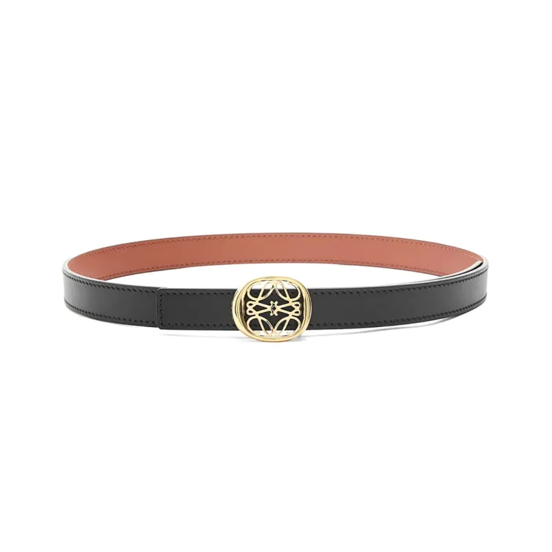 LOEWE Metal Logo With Buckle, Smooth Buckle Cow Leather Belts Women's Brown 2cm-1