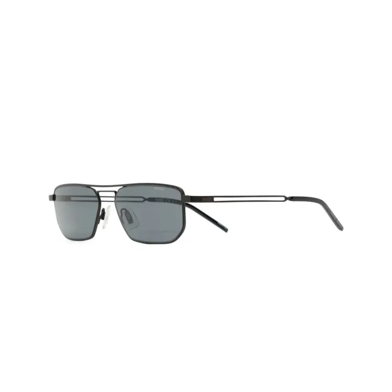 HUGO BOSS Stainless Steel Rectangular Sunglasses Men's Black-0