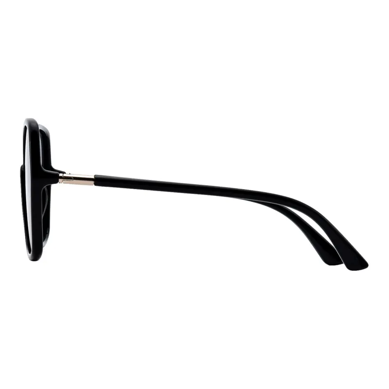 Sijue TR/Memory Plastic Irregular Shape Sunglasses Unisex Black Frame With Transparent Outline-3