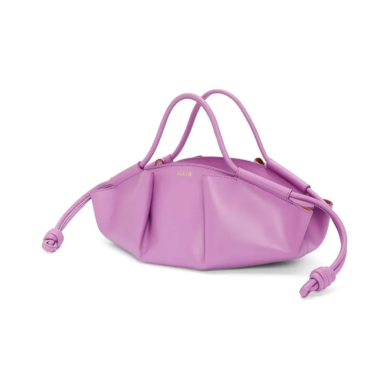 LOEWE Shiny Nappa Cow Leather Dumpling Bag Shoulder Bag Crossbody Bag Handbag Small Size Women's Purple-1