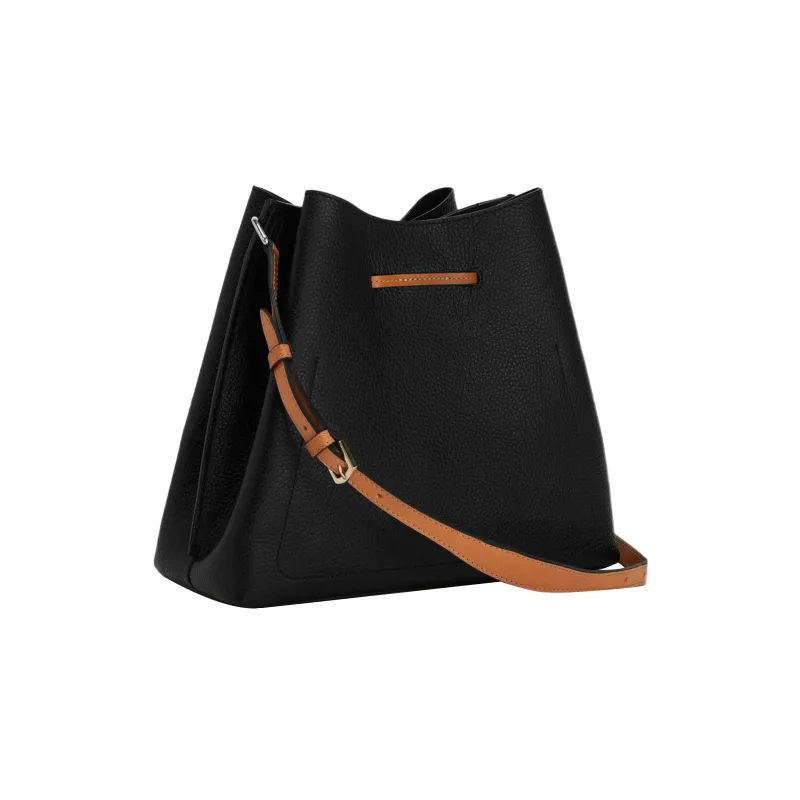 Furla Gioia Grained Calfskin Bucket Bags Shoulder Bag Crossbody Bag Small Size Women's Black-2