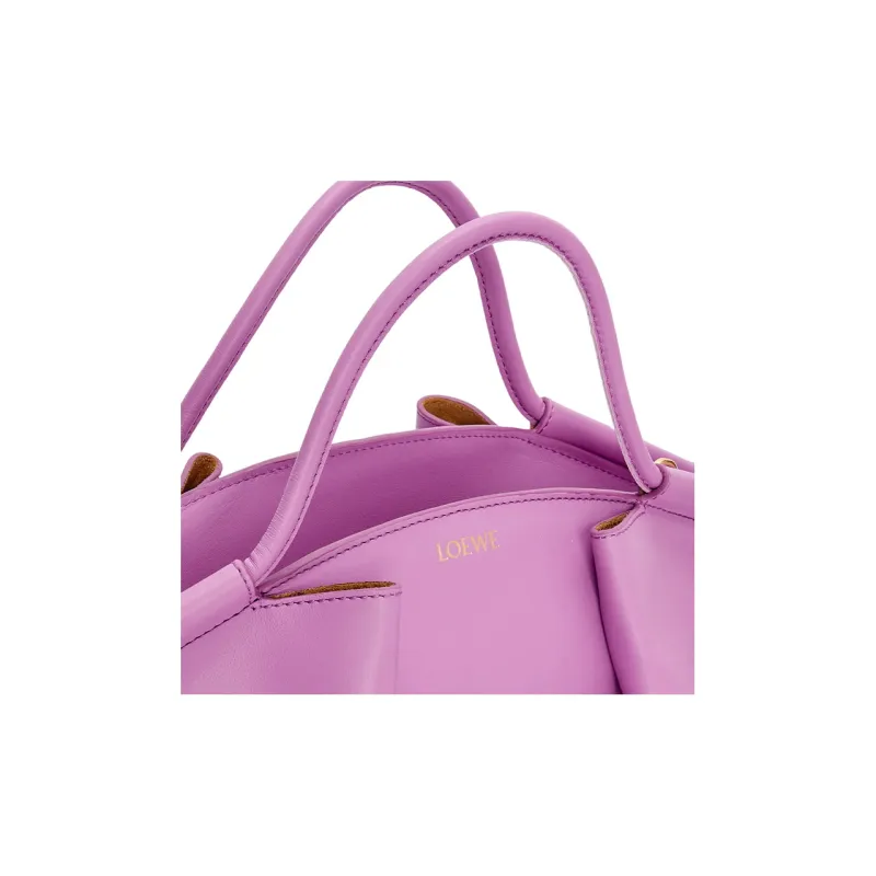 LOEWE Shiny Nappa Cow Leather Dumpling Bag Shoulder Bag Crossbody Bag Handbag Small Size Women's Purple-7
