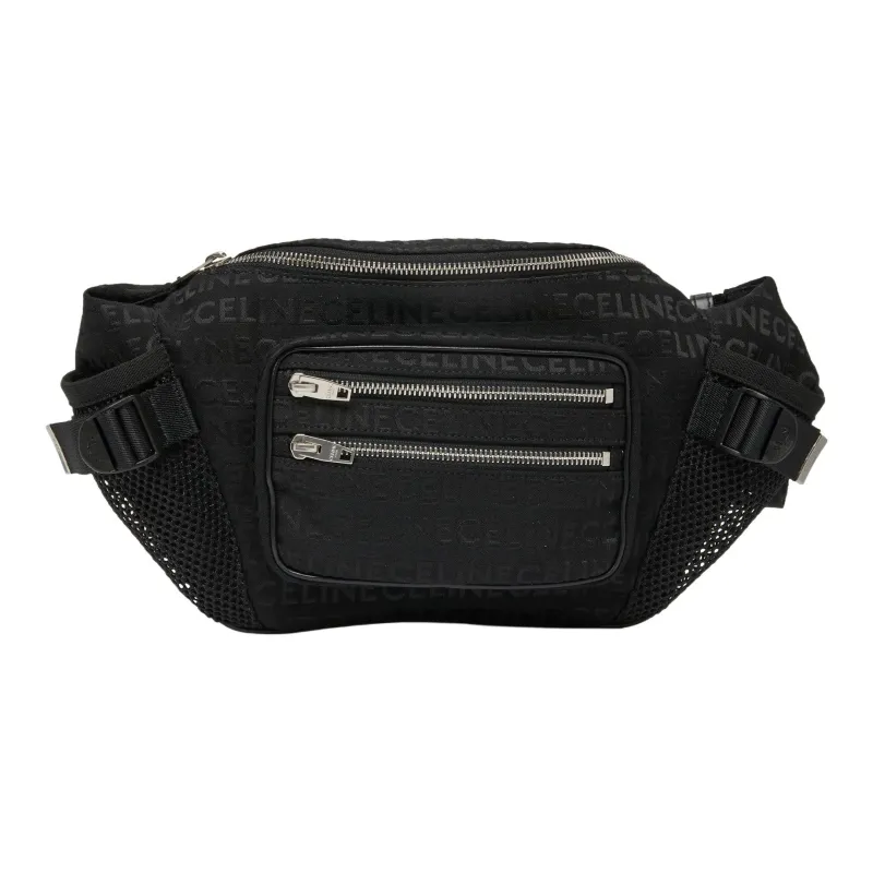 CELINE Jacquard Calfskin One Shoulder Crossbody Bag, Sling Bag, Fanny Pack Men's Black-0