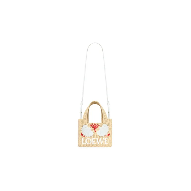 LOEWE Raffia Fiber Tote Bag Shopping Bag Handbag Mini Women's Natural-4