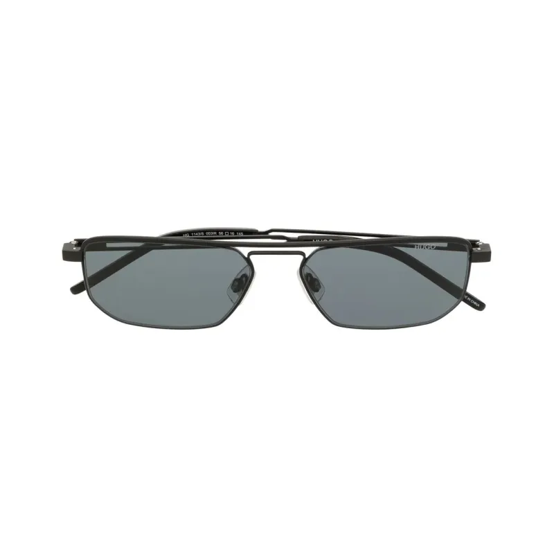 HUGO BOSS Stainless Steel Rectangular Sunglasses Men's Black-1