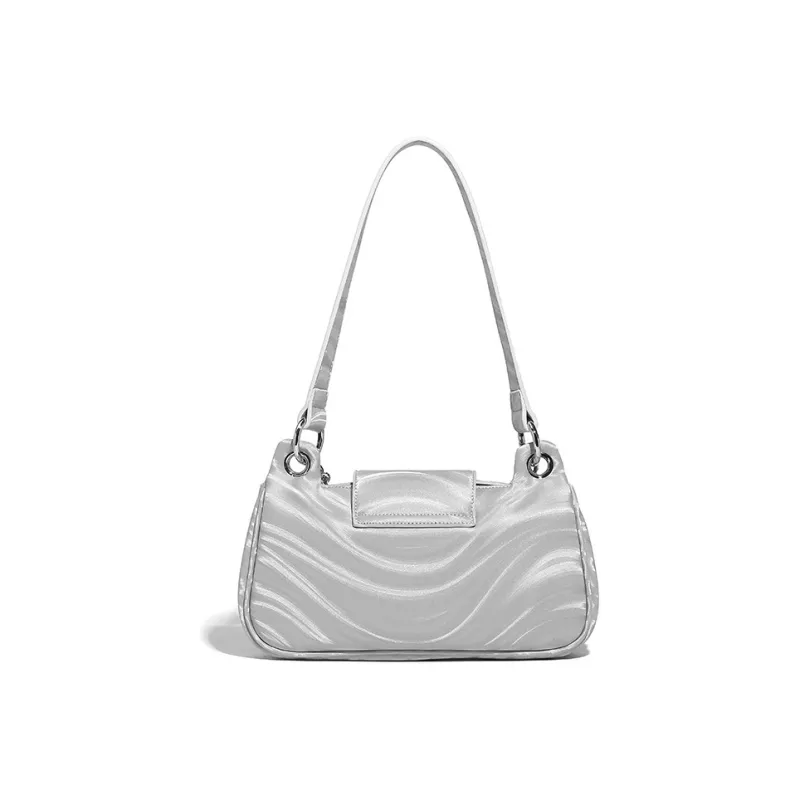 HAWA PU Shoulder Bag Baguette Bag Shoulder Bag Small Size Women's Black/Silver-8