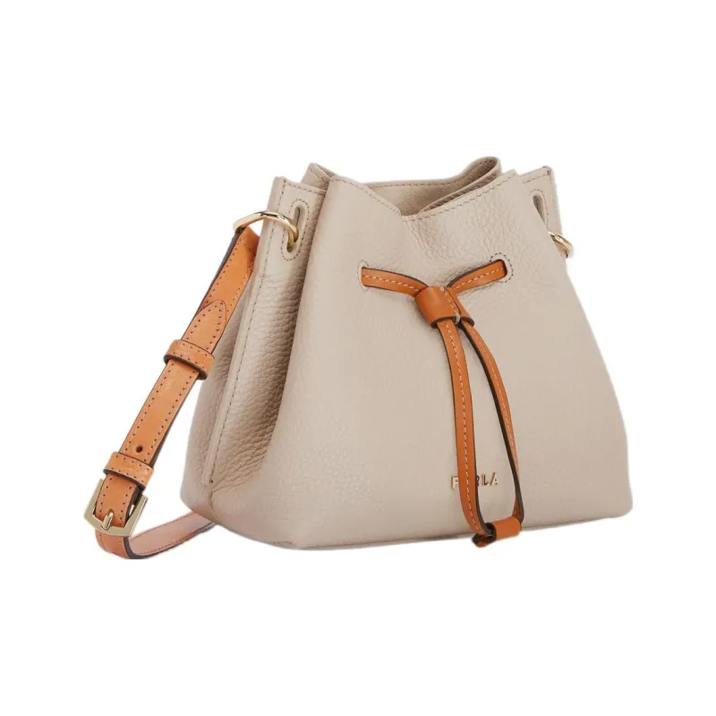 Furla Gioia Grained Calfskin Bucket Bags Shoulder Bag Crossbody Bag Mini Women's Beige-1