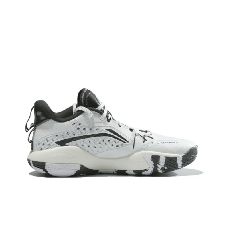 LiNing Cushioning Wear Resistant Mid Top Basketball Shoes Men's Black-1