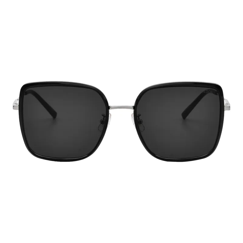 Sijue TR/Memory Plastic Square Sunglasses Unisex Black-1