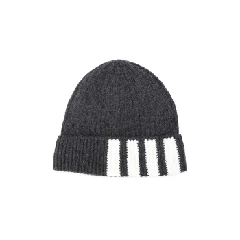 THOM BROWNE 4 Bar Stripe Cashmere Rib Hat