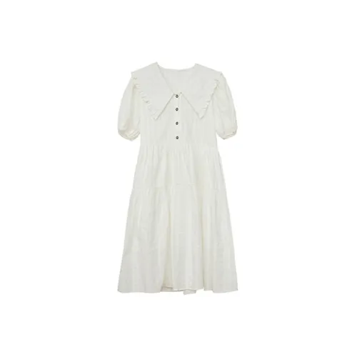 LOKUINTUS Short-Sleeved Dresses Women's White