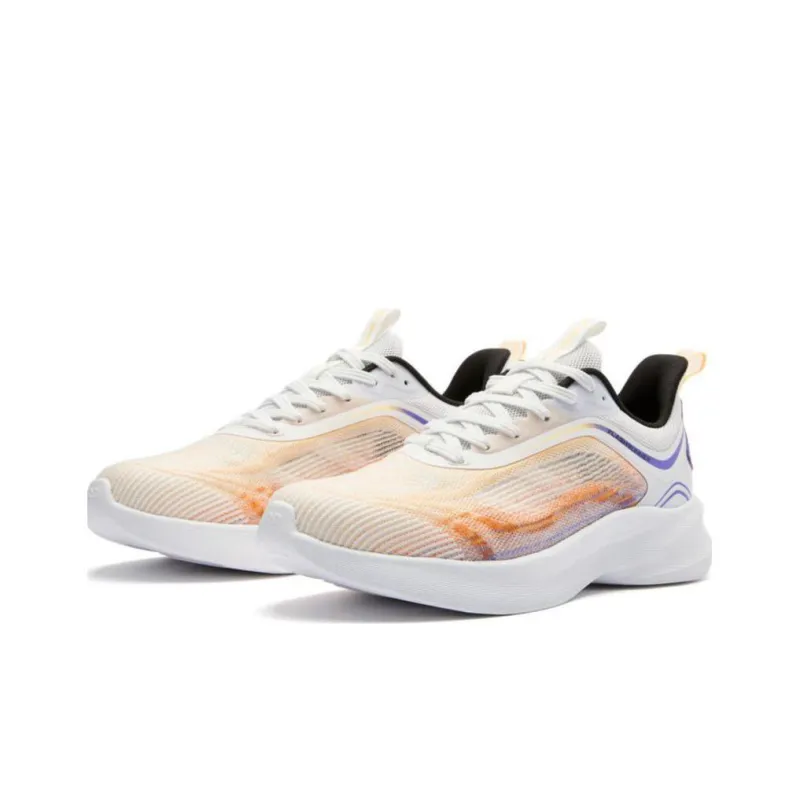 QIAODAN Rebound Lightweight Low-Top Running Shoes Men's White Orange Purple-2