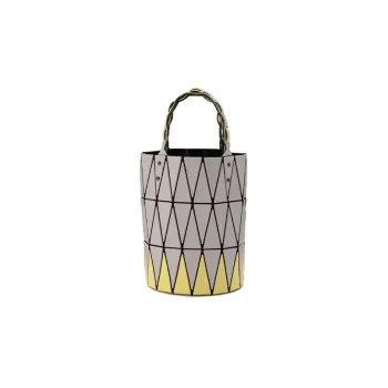ISSEY MIYAKE Basket Polyvinyl Chloride Resin Basket Bag Cylinder Bag Handbag Regular Women's Light Gray & Yellow