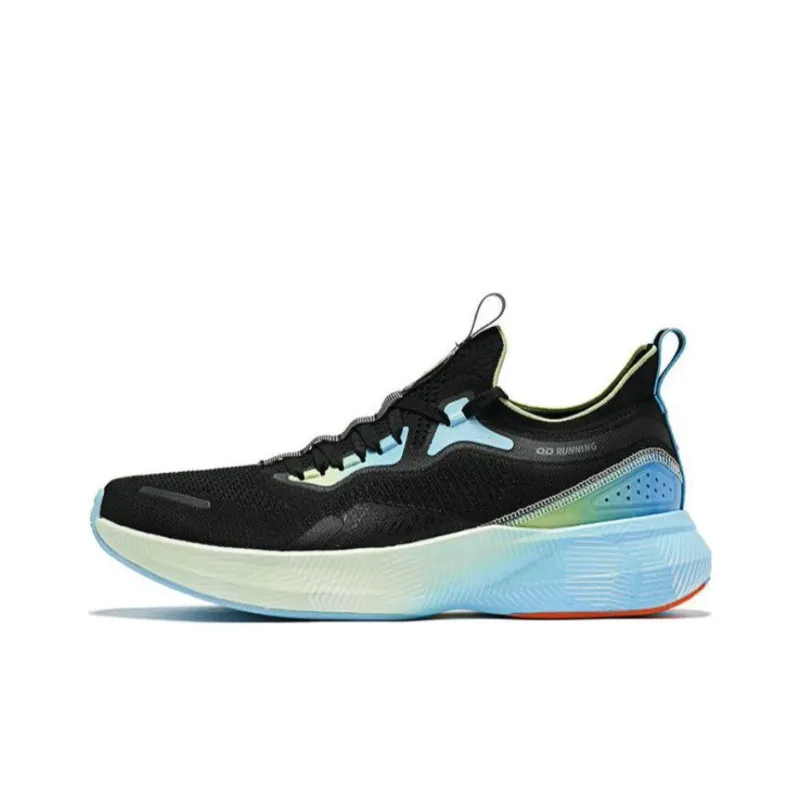QIAODAN Popular 12Plus Abrasion Resistant Slip Resistant Low Top Running Shoes Men's Black Blue Green-0