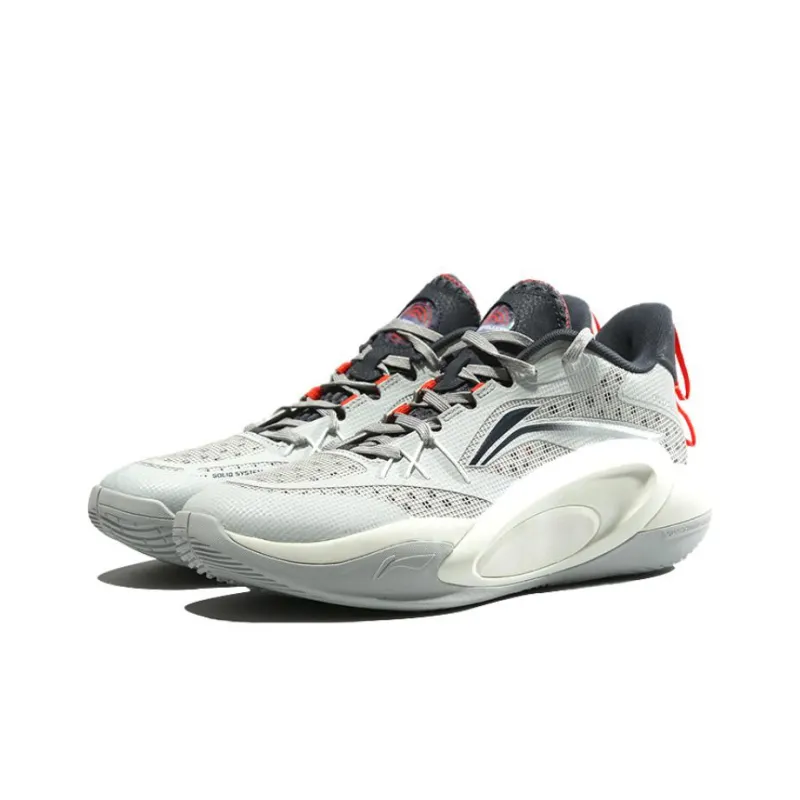 LiNing Cushioning Wear Resistant Low Top Basketball Shoes Men's Gray-2