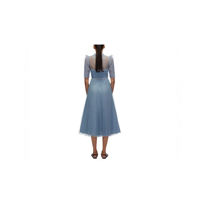 Self portrait Short Sleeved Dress Women's Haze Blue-2
