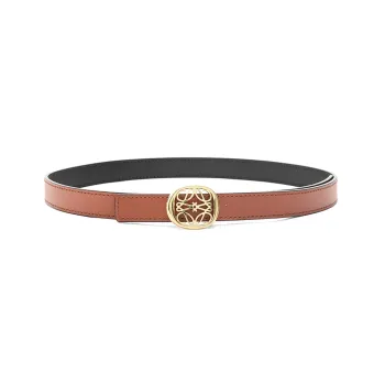 LOEWE Metal Logo With Buckle, Smooth Buckle Cow Leather Belts Women's Brown 2cm