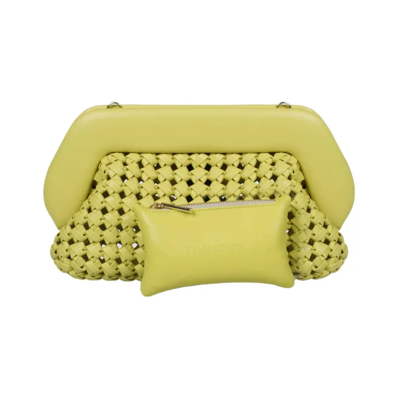 THEMOIRE Bios Nappa Leather Clutch Regular Women's Kiwi Yellow-1