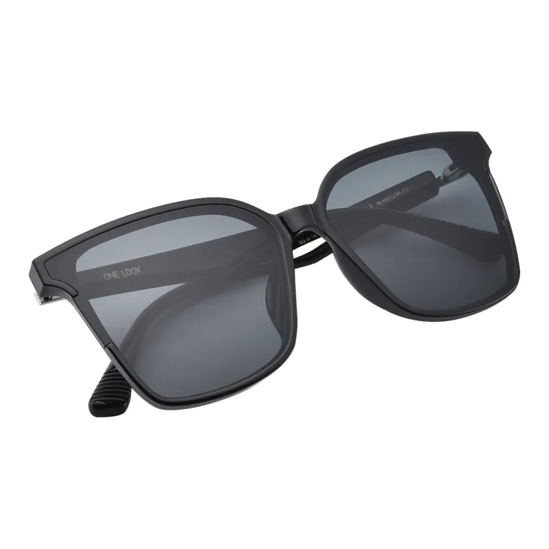 Sijue TR/Memory Plastic Alloy Square Sunglasses Unisex Black Frame/Tea Brown Frame-1